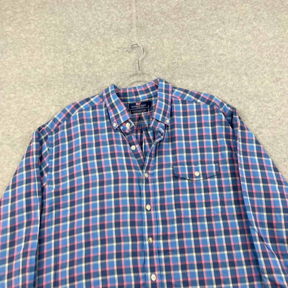 Vineyard Vines Men's‎ XXL Linen Blend Crosby Shirt Slim Fit Button Down Blue
